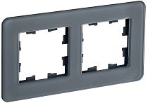 Рамка BRITE двухместная РУ-2-2-Бр стекло графит RE  IEK