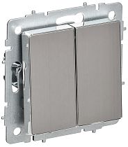 BRITE Выключатель 2-клавишный проходной 10А ВС10-2-6-БрГН металл хром/никель IEK