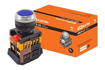 Кнопка ABLFS-22 синий d22мм неон/230В 1з+1р  TDM