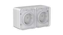 AtlasDesign Profi IP54 О/У РОЗЕТКА двойная с з/к со шторками 16А, СЕРЫЙ Systeme Electric (Schneider Electric)