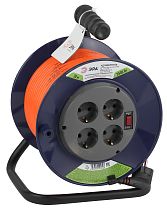 Удлинитель силовой ЭРА с заземлением и выключателем на пластиковой катушке 4 розетки 30м ПВС 3х1.5,