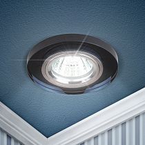 Светильник встраиваемый ЭРА DK7 CH/BK "стекло круглое" MR16,12V/220V,50W, хром/черный
