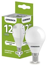 Лампа светодиодная G45 шар 12Вт 230В 4000К E14 GENERICA IEK
