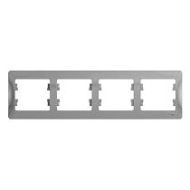 Glossa Алюминий Рамка 4 постовая, горизонтальная Systeme Electric (Schneider Electric)