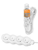 Удлинитель бытовой "Люкс" 4 гнезда, 10 м, б/з, с з/ш, ПВС 2х1,0 мм2, 10 А, 250 В, 2400 Вт TDM У-42016