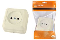 Розетка 2П открытой установки IP20 10А 250В (керамика) сл. кость "Ладога"  TDM