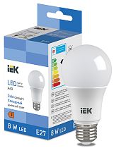 Лампа LED груша Bulb A60 710lm 6500K E27  IEK