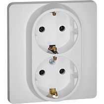 INSPIRIA Розетка 2-местная с заземлением без защитных шторок 16А в сборе белый