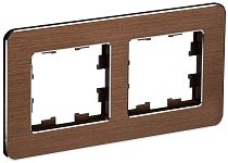 Рамка BRITE двухместная РУ-2-1-Бр металл коричневый RE AL  IEK