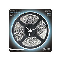 Лента светодиодная Gauss 2835/120-SMD 9,6Вт 12V DC холодный белый блистер 5м