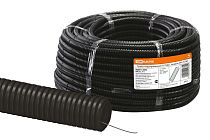 Труба гофрированная ПНД d 40 с зондом (25 м) легкая черная  TDM