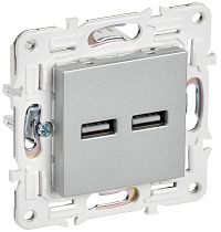 SKANDY Розетка USB A+A 3,1А SK-R15S серебряный IEK SKANDY Розетка USB A+A 3,1А SK-R15S серебряный IEK