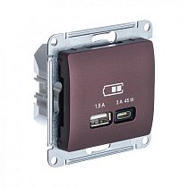 Glossa Баклажановый Розетка USB A + тип-C 45W высокоскор.заряд. QC,PD, механизм Systeme Electric (Schneider Electric) Glossa Баклажановый Розетка USB A + тип-C 45W высокоскор.заряд. QC,PD, механизм Systeme Electric (Schneider Electric)