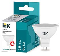 Лампа светодиодная MR16 софит 5Вт 230В 4000К GU5.3 IEK Лампа светодиодная MR16 софит 5Вт 230В 4000К GU5.3 IEK