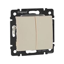 VALENA Выключатель 2-клавишный проходной схема 6/2 10А безвинтовое крепление слоновая кость