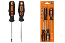 Набор отверток 4 шт.: SL5х75, SL6х100, PH1х75, PH2х100 (блистер), CR-V "Алмаз"  TDM