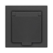 Розетка одноместная с крышкой UNIVERSAL серия "Афина" с заземлением, скрытой установки, 16А, 220В, графит (еврослот)