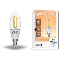 Лампа светодиодная Gauss Filament Smart Home DIM E14 C35 4,5Вт Лампа светодиодная Gauss Filament Smart Home DIM E14 C35 4,5Вт
