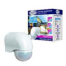 Датчик движения, настенный, 12 м, 1200Вт, 12 мин, белый