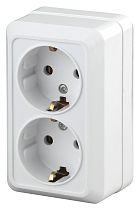 Розетка Intro Quadro 2-204-01 с заземлением двойная 2х2P+E Schuko 16А-250В IP20 ОУ белый