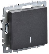 BRITE Выключатель 1-клавишный с индикацией 10А безвинтовое крепление ВС11-1-1-БрЧ черный IEK