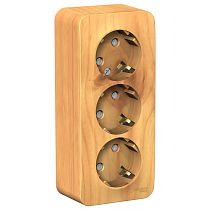 Blanca открытая установка с изолированной пластиной Ясень Розетка тройная с заземлением со шторками 16А Systeme Electric (Schneider Electric)