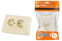 Розетка двойная 2П с защ. шт. 10А 250В сл. кость "Ильмень"  TDM