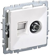 BRITE Розетка двойная TV+RJ45 кат.5E РТВ/РК12-БрКр белый IEK BRITE Розетка двойная TV+RJ45 кат.5E РТВ/РК12-БрКр белый IEK