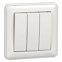 Wessen 59 Белый Выключатель 3 клавишный , 10АХ (в сборе с рамкой) Systeme Electric (Schneider Electric)