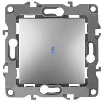 Выключатель ЭРА 12 12-1102-03 10А 250В алюминий с подсветкой одноклавишный