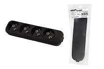 Колодка розеточная 4 гнезда 2П б/з 10А 250В черная серии "Народная" TDM