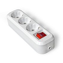 Колодка 3 гнезда с заземлением с выкл. AБС-пластик UNIVERSAL