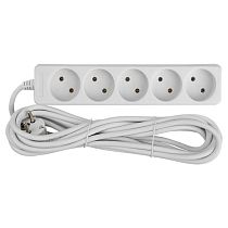 Удлинитель бытовой General GES-10-2x075-5-10m, 10А, 2х0,75 мм2, 5 мест, 10 метров, без заземления, без вылючателя