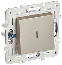 SKANDY Выключатель 1-клавишный проходной с индикацией 10А SK-V08Sh шампань IEK
