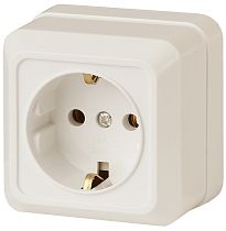 Розетка Intro Quadro 2-202-02 с заземлением 2P+E Schuko 16А-250В IP20 ОУ слоновая кость