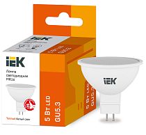 Лампа светодиодная MR16 софит 5Вт 230В 3000К GU5.3 IEK Лампа светодиодная MR16 софит 5Вт 230В 3000К GU5.3 IEK
