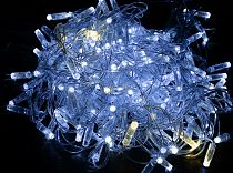 LIGHTING Гирлянда нить 10м 100 светодиодов белый свет IP44 прозрачный шнур 3м 230В мерцание транзит  IEK