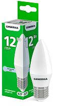 Лампа светодиодная C35 свеча 12Вт 230В 6500К E27 GENERICA