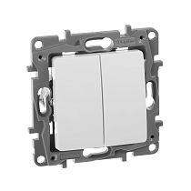 ETIKA Выключатель 2-клавишный 10А безвинтовое крепление белый