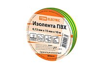 Изолента ПВХ 0,13*15мм Желто-Зеленая 10м  TDM