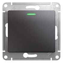Glossa Графит Выключатель 1 клавишный  с подсветкой  сх.1а, 10AX Systeme Electric (Schneider Electric)