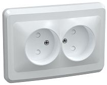 РС12-2-ВБ Розетка 2местная без заземления без защитных шторок 10А ВЕГА (белый)  IEK