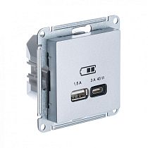 AtlasDesign Алюминий розетка USB A+C, 45W, Fast Charge (QC.PD) Systeme Electric (Schneider Electric)
