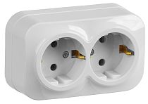 Розетка двухместная для открытой установки РС22-3-ХБ с заземлением 16А GLORY белый  IEK Розетка двухместная для открытой установки РС22-3-ХБ с заземлением 16А GLORY белый  IEK