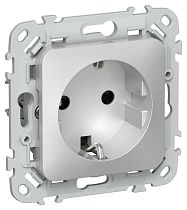 FLITE Розетка с заземлением с защитными шторками безвинтовое крепление 16А РСш11-1-ФлА алюминий IEK