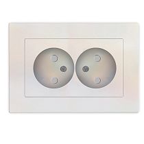 Розетка двухместная UNIVERSAL серия "Афина" без заземления, скрытой установки, с защитными шторками, 16А, 220В, жемчуг (еврослот)