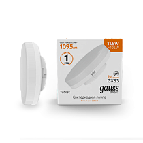 Лампа светодиодная Gauss Basic GX53 11,5Вт 1095lm 3000K Лампа светодиодная Gauss Basic GX53 11,5Вт 1095lm 3000K