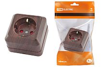 Розетка 2П+З открытой установки с з/ш IP20 16А, бук "Ладога"  TDM