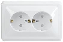 РСш12-3-ВБ Розетка 2местная с заземлением и защитными шторками 16А ВЕГА (белый)  IEK
