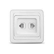 Розетка компьютерная+телефонная серия "Валери", с/у, 1А, RJ45, RJ12, белая (еврослот) UNIVERSAL